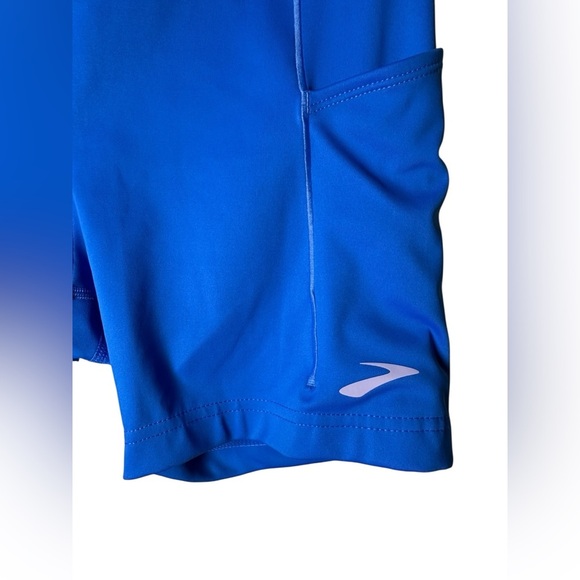Brooks Running 2-in-1 Pocket Shorts Blue Women’s Size M High Waist - Picture 4 of 6